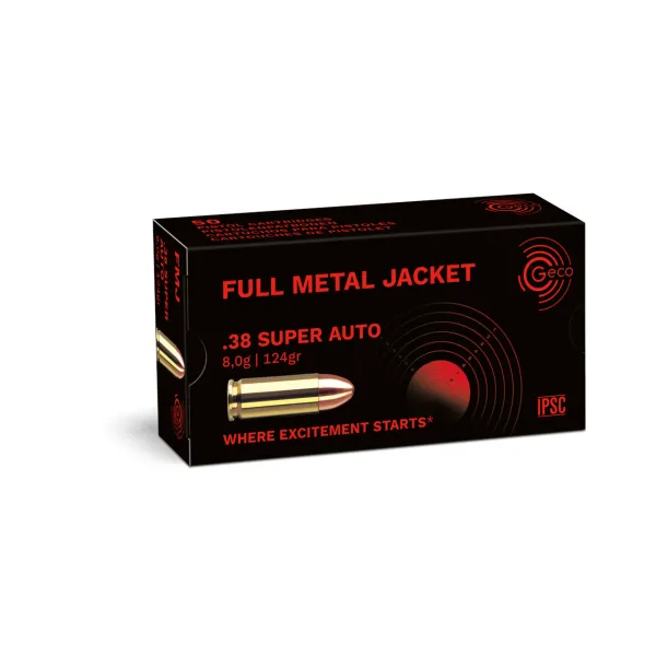 50 Cartouches GECO .38 SUPER AUTO fmj 124gr