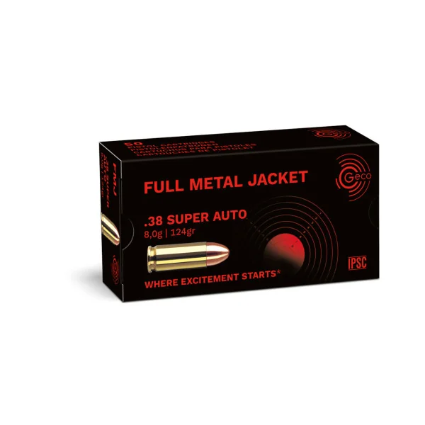 50 Cartouches GECO .38 SUPER AUTO fmj 124gr