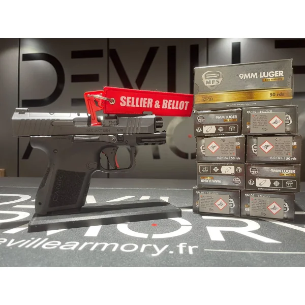 Pack Canik Mete MC9 Black + 500 cartouches + Drapeau S&B