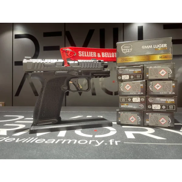 Pack Canik MC9 Prime + 500 cartouches + Drapeau S&B
