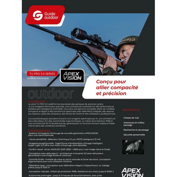 LUNETTE THERMIQUE GUIDE 640×512 15mk 50mm F0.9 APEX LRF TU650LS - 5
