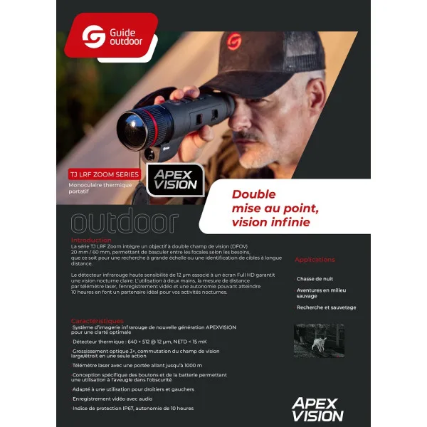 MONOCULAIRE THERMIQUE GUIDE 640×512 15mK 60mm APEX LRF TJ660LZS - 5