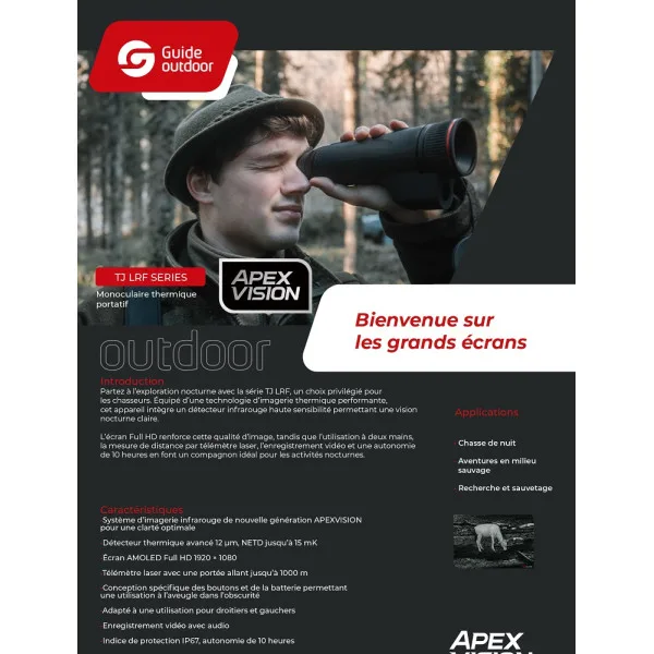 MONOCULAIRE THERMIQUE GUIDE 640×512 15mK 50mm F1.0 APEX LRF TJ650LS - 5