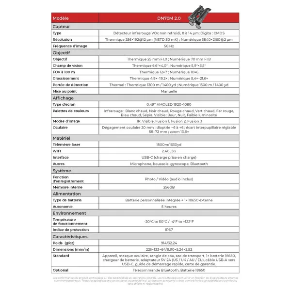 JUMELLES THERM/DIGIT TELE GUIDE 256×192 25mm/3840×2160 70mm DN70M 2.0 - 5
