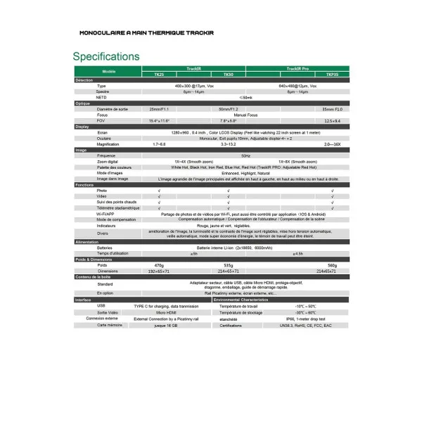 MONOCULAIRE GUIDE SENSMART THERMIQUE TRACK IR Ø50MM+ - 2