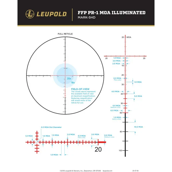 LUNETTE LEUPOLD Mark 4HD 4.5-18×52 Ø34 M1C3 FFP Illum PR1-MOA 183623 - 5