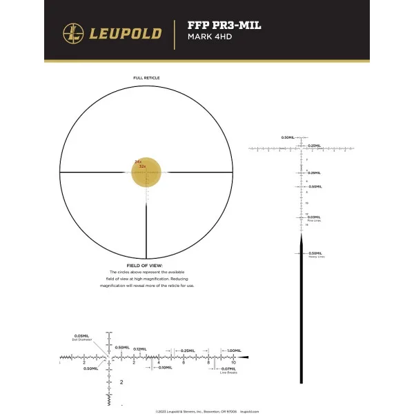 LUNETTE LEUPOLD Mark 4HD 6-24×52 M5C3 Side F Ø34 FFP PR3-MIL 183824 - 5