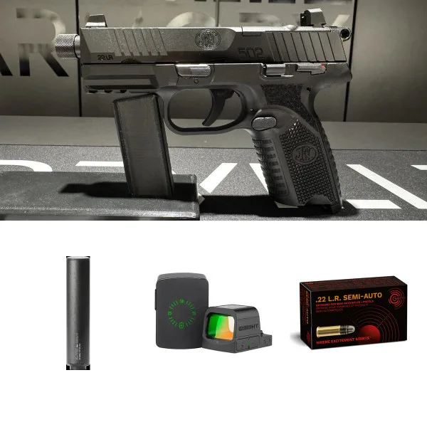 Pack pistolet FN502 Noir 22lr + Osight S + Silencieux + 500 Cartouches