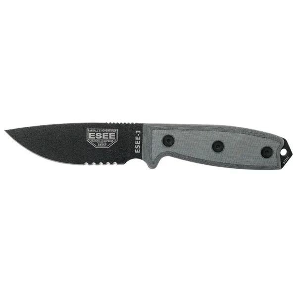ESEE-3 - Noir - Lame Mixte - Pommeau modifié