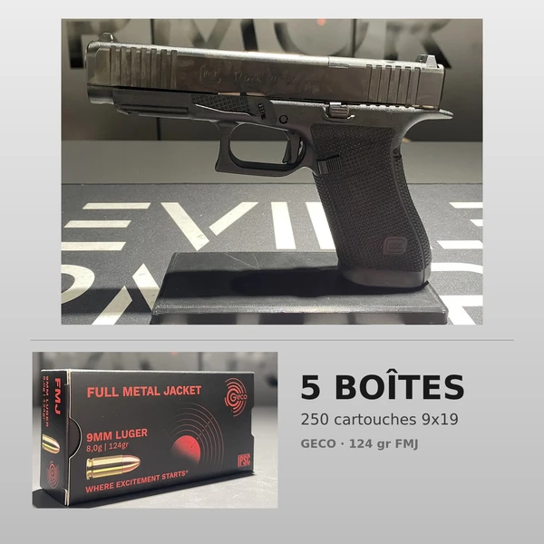 Pack Glock 17 Gen6 9x19 + 5 boîtes Geco