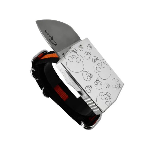 GOLGOTH - G15SKS - SKULL SILVER - Bracelet Couteau OTF