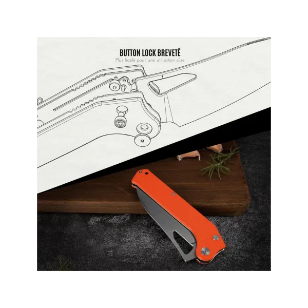 TACRAY KNIVES - TR-FK02 ORANGE - Couteau de cuisine pliant lame VG10 manche G10 - 9