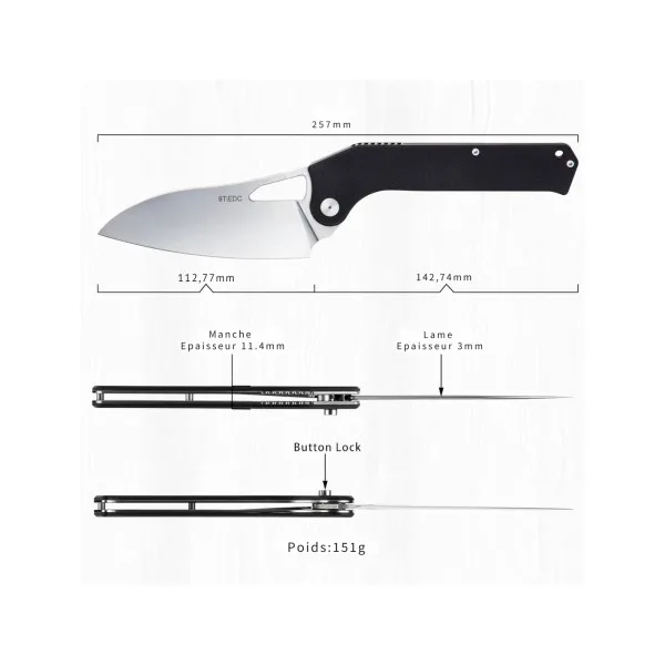 TACRAY KNIVES - TRFK01N - Couteau de cuisine pliant lame VG10 manche G10 Noir - 11