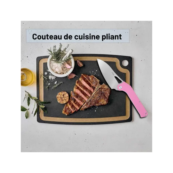 TACRAY KNIVES - TR-FKK01 ROSE - Couteau de cuisine pliant lame VG10 manche G10 - 5