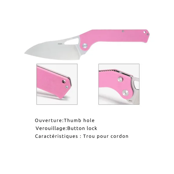 TACRAY KNIVES - TR-FKK01 ROSE - Couteau de cuisine pliant lame VG10 manche G10 - 7