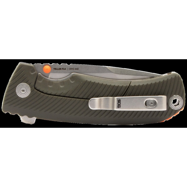 TELLUS FLK - Olive/Orange SOG — Couteau pliant | Deville Armory