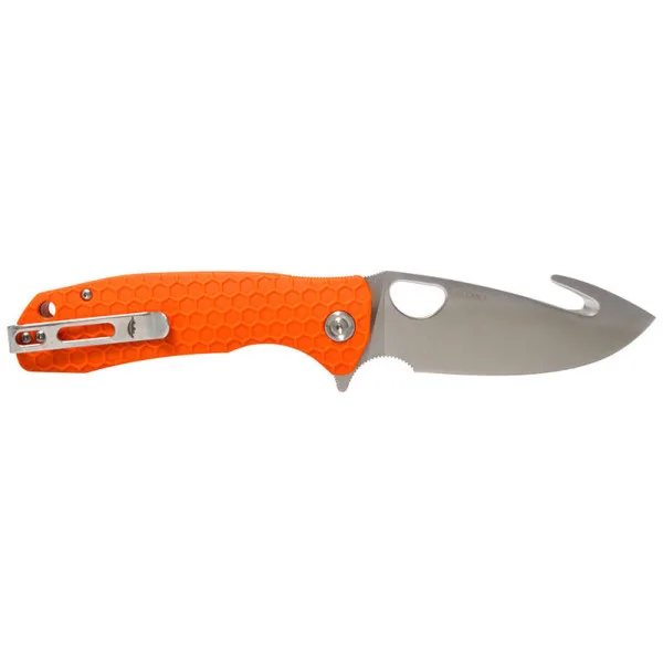Large Hook Orange Honey Badger — Couteau pliant | Deville Armory