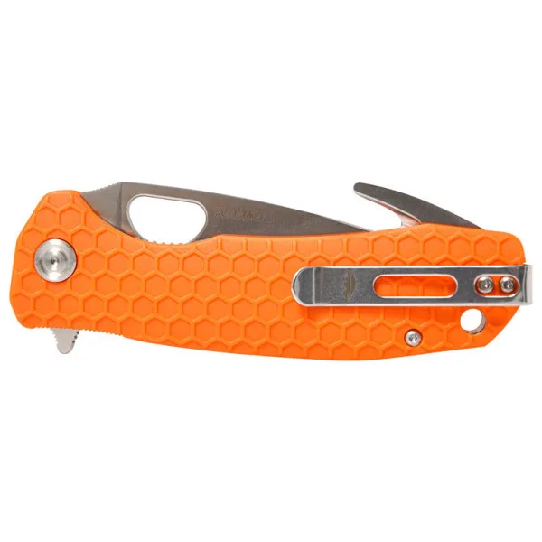 Large Hook Orange Honey Badger — Couteau pliant | Deville Armory