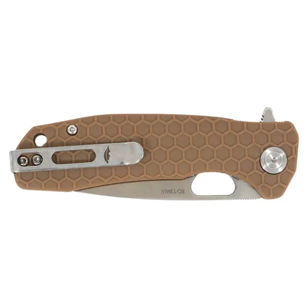 Medium Flipper Tan Honey Badger — Couteau pliant | Deville Armory