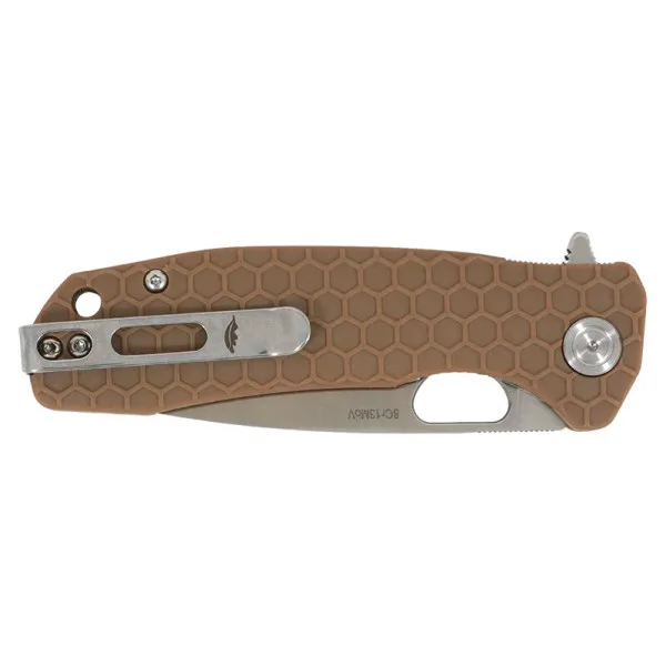 Small Flipper Tan Honey Badger — Couteau pliant | Deville Armory