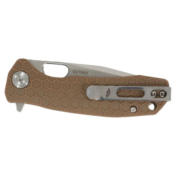 Large Tanto Tan Honey Badger — Couteau pliant | Deville Armory