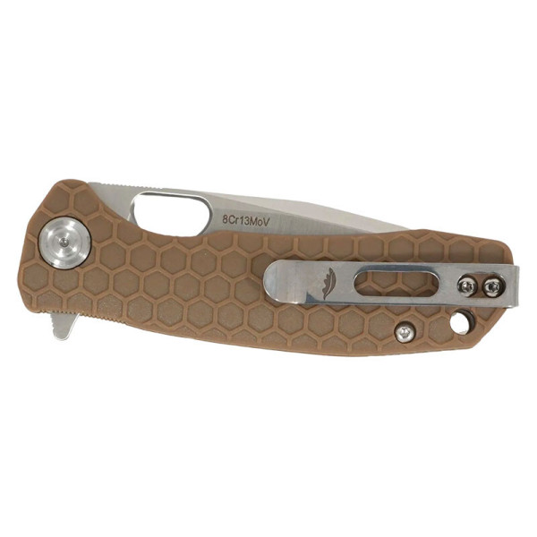 Small Tanto Tan Honey Badger — Couteau pliant | Deville Armory