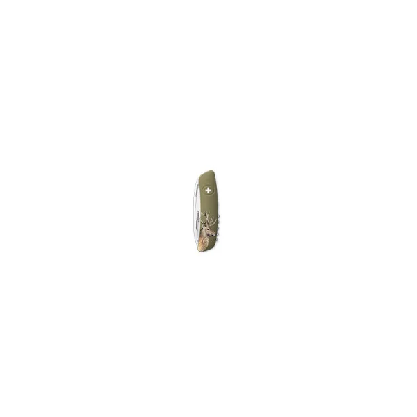 D05, olive, impression Cerf Swiza — Couteau suisse | Deville Armory