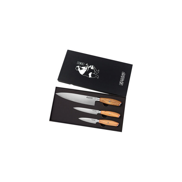 Damas 10Cr - Coffret 3 couteaux Wusaki — Set | Deville Armory