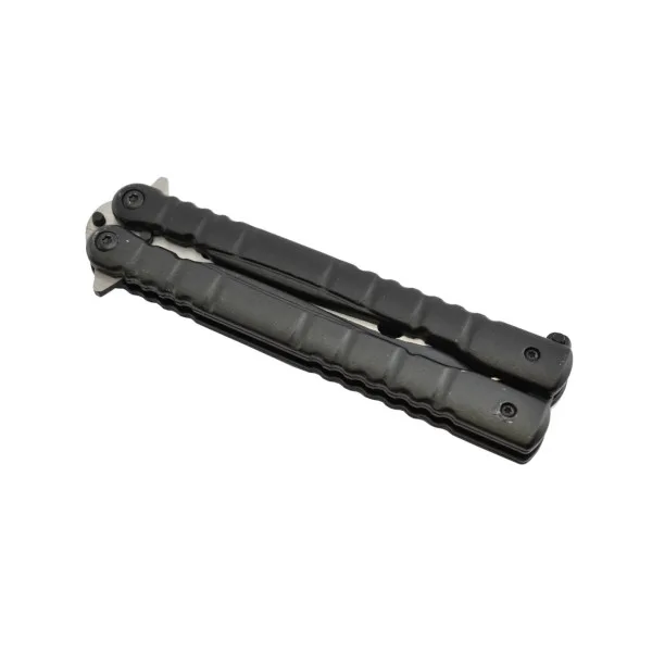 MAXKNIVES - P49 - Couteau papillon lame acier 3CR13 manche aluminium anodisé noir - 2