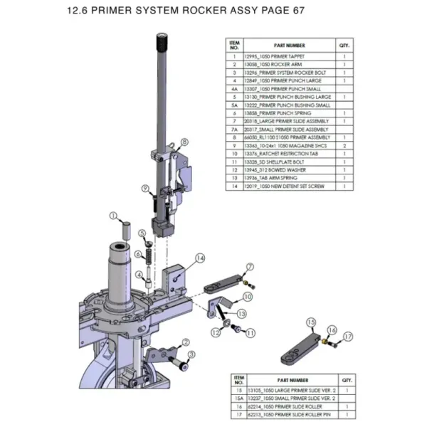 Dillon 13296 Primer System Rocker Bolt pour RL1100
