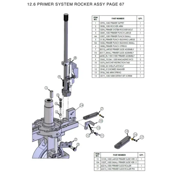 Dillon 13296 Primer System Rocker Bolt pour RL1100