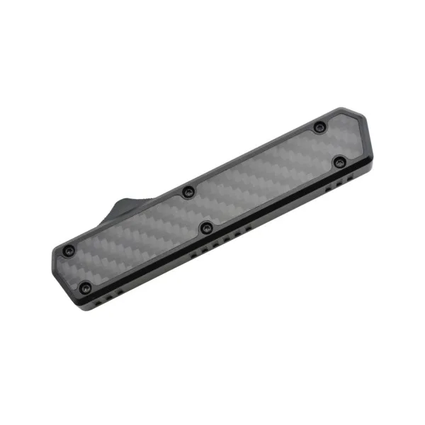 Golgoth G11F1 Noir. Couteau automatique OTF lame tanto acier D2 manche aluminium noir et fibre de carbone - 3