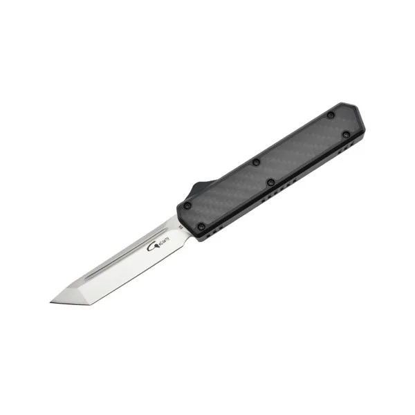 Golgoth G11F1 Noir. Couteau automatique OTF lame tanto acier D2 manche aluminium noir et fibre de carbone - 5