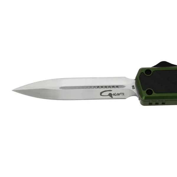 GOLGOTH - G11B2 - Vert OTF lame double tranchant acier D2 manche aluminium vert et fibre de carbone - 5