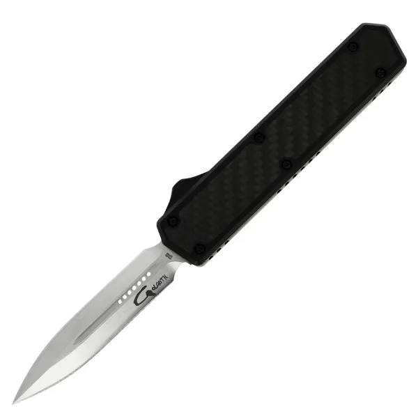 GOLGOTH - G11B1 - Noir OTF lame double tranchant acier D2 manche aluminium noir et fibre de carbone