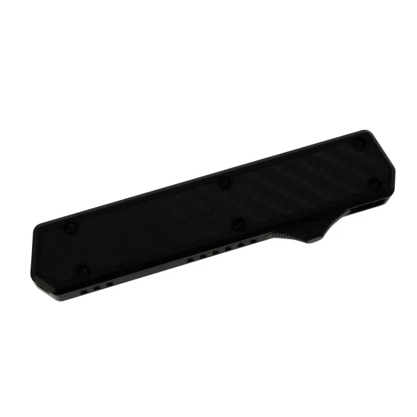 GOLGOTH - G11B1 - Noir OTF lame double tranchant acier D2 manche aluminium noir et fibre de carbone - 4