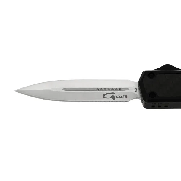 GOLGOTH - G11B1 - Noir OTF lame double tranchant acier D2 manche aluminium noir et fibre de carbone - 5
