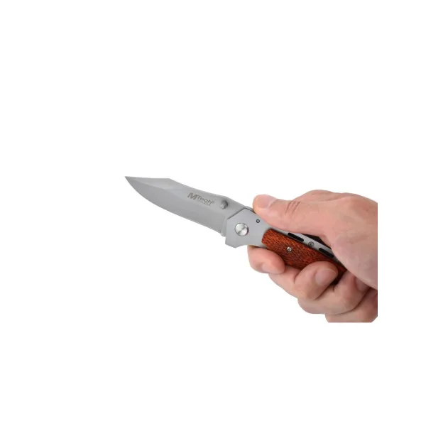 MTECH - MT215 - Couteau pliant lame acier 440 et manche bois texturé
