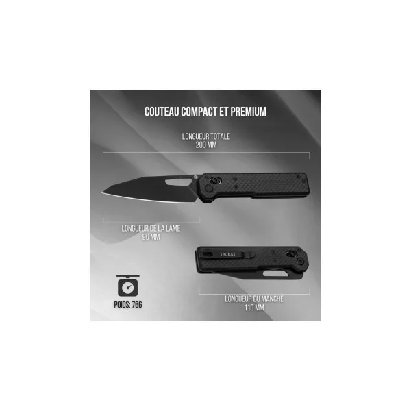 TACRAY - TARCUS BLACK - Couteau pliant - 2
