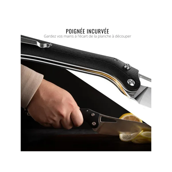 TACRAY KNIVES - TR-FKK03 - Couteau de cuisine pliant lame VG10 manche G10 Noir - 6