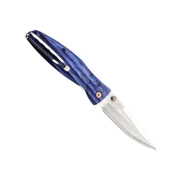 MCUSTA - MC186D V2.0 - Manche Pakka wood bleu et lame Damas