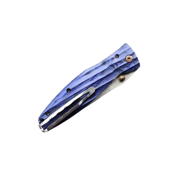 MCUSTA - MC186D V2.0 - Manche Pakka wood bleu et lame Damas - 2