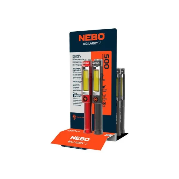 PRESENTOIR DE 14 LAMPES TORCHES NEBO BIG LARRY 2
OFFERT POUR 6 LAMPES NEB.POC.1000.G