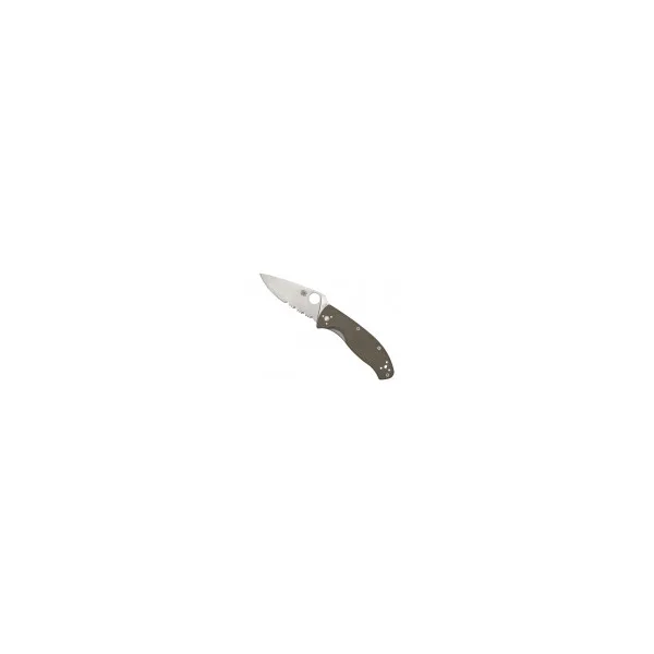 COUTEAU SPYDERCO TENACIOUS G10 MARRON SEMI-DENTEE
