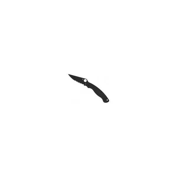 COUTEAU SPYDERCO MILITARY 2 G10 TOUT NOIR SEMI-DENTEE