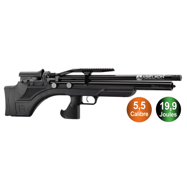 Carabine Aselkon MX7 PCP Régulateur 5.5mm 20J Jet Black | Deville Armory
