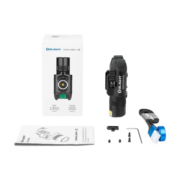 Olight Baldr Pro R | Lampe tactique avec laser vert & 1350 lumens LED