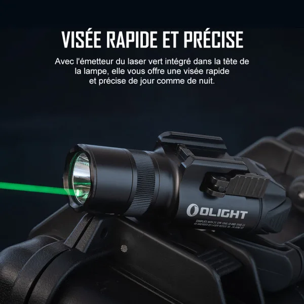 Olight Baldr Pro R | Lampe tactique avec laser vert & 1350 lumens LED