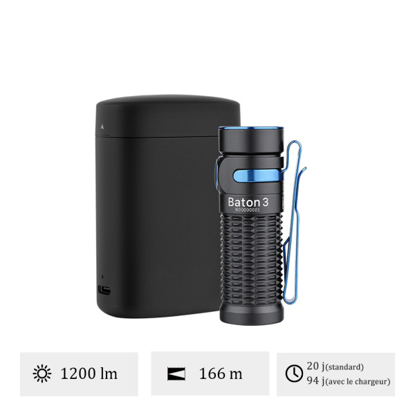 Olight Baton 3 Édition Premium - Lampe De Poche Avec Chargeur Sans Fil