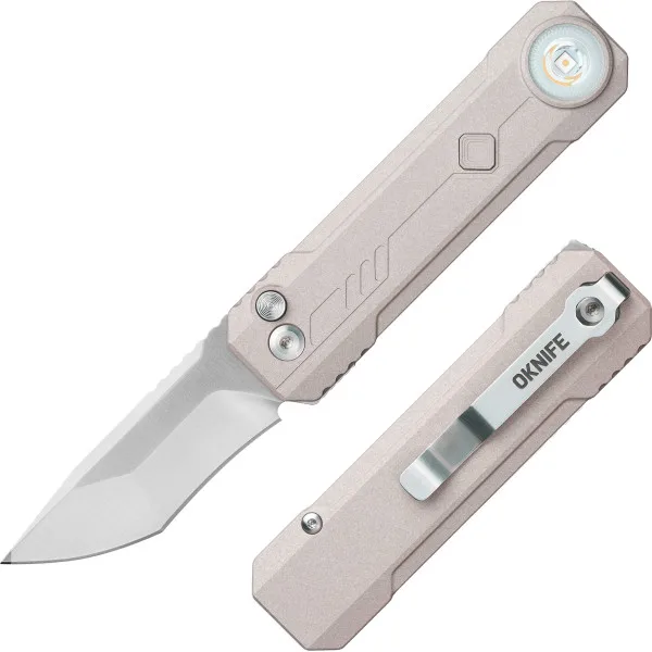 Oknife LK | Couteau Pliant en Acier M390 avec Lampe LED Rechargeable 400 Lumens et Éclairage RGB